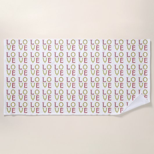 愛、赤、黄 ビーチタオル (正面)