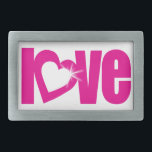 "愛"輝くホワイトピンクハート文字ベルトバックル 長方形ベルトバックル<br><div class="desc">スローガン愛バックルはサラ・トレットによってユニークに設計された。</div>