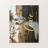 愛、金ゴールドシックな書道の国の結婚式の写真 ジグソーパズル (縦)