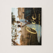 愛、金ゴールドシックな書道の国の結婚式の写真 ジグソーパズル (縦)