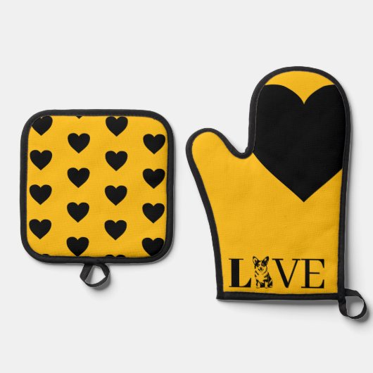 愛 鍋つかみ&鍋敷きセット (正面)