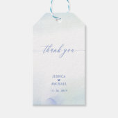 愛 |青いハートと水彩結婚式の引き出物 ギフトタグ (正面)