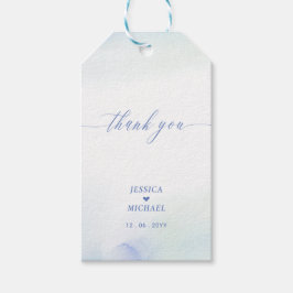 愛 |青いハートと水彩結婚式の引き出物 ギフトタグ