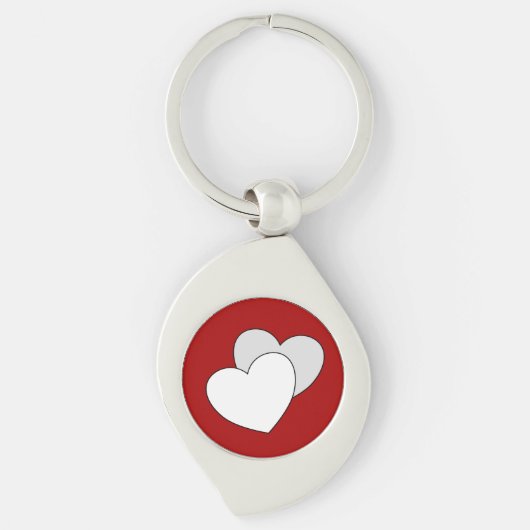 愛 – 2つのハートキーチェーン キーホルダー (正面)