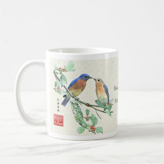 "愛" Bluebirds_Mug コーヒーマグカップ
