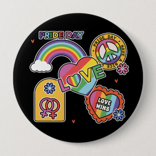 愛.LGBT+プライドプライド日。虹の愛。ボタン 缶バッジ