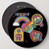 愛.LGBT+プライドプライド日。虹の愛。ボタン 缶バッジ (正面&裏面)