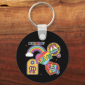 愛。LGBT+プライド。プライド日。虹の愛。 キーホルダー (正面)