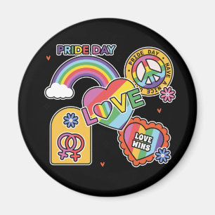 愛。LGBT+プライド。プライド日。虹の愛。 マグネット