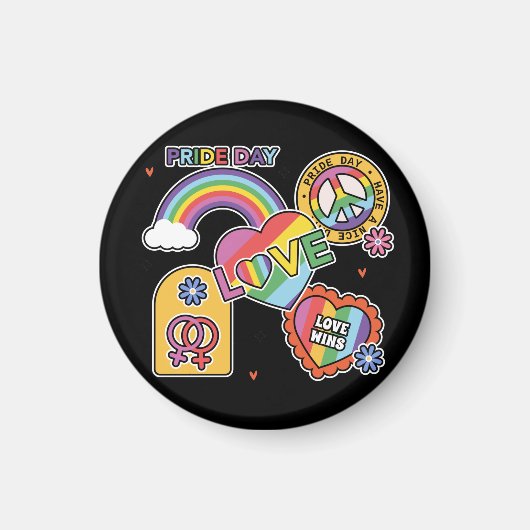 愛。LGBT+プライド。プライド日。虹の愛。 マグネット (正面)