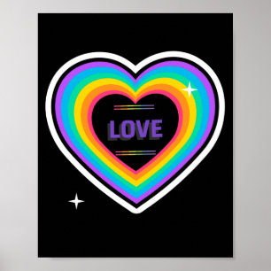 愛。LGBT+プライド。虹のハート愛。 ポスター