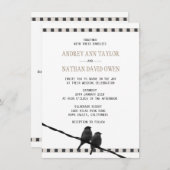 愛 – Sparrow Pair B&Wフォトラブ引用文結婚ズ 招待状 (正面/裏面)