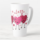 愛Aラテおもしろいハッピーハートピンクと赤 カフェラテマグ (右アングル)