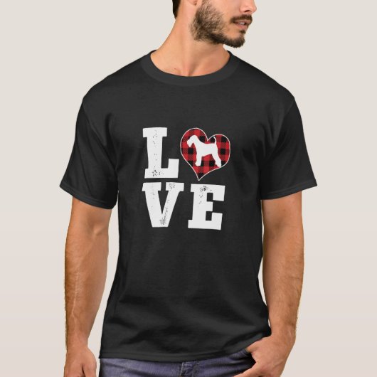 愛Airedale犬の恋人のギフトバッファロープレイド価 Tシャツ (正面)