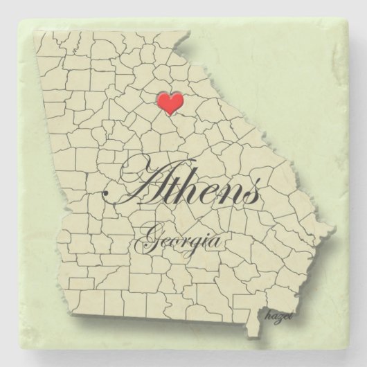 愛Athen、ジョージアの地図、大理石のコースター ストーンコースター (正面)