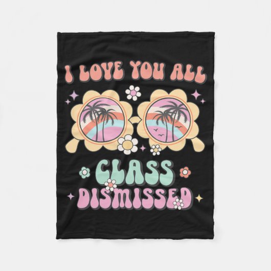 愛Cl学校の最後の日レトロ茶 フリースブランケット (正面)