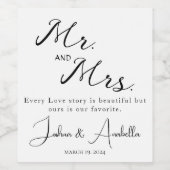 愛I幸せなカップルと引用文白黒 ワインラベル (シングルラベル)