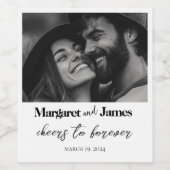 愛I幸せなカップルカスタムフォト白黒 ワインラベル (シングルラベル)