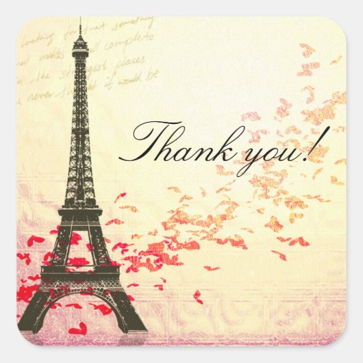 愛inパリありがとうステッカー スクエアシール (正面)