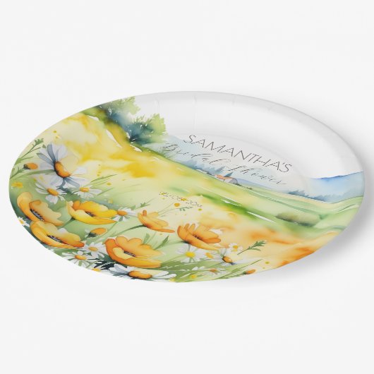 愛in開花春夏の花ブライダルシャワー ペーパープレート (アングル)