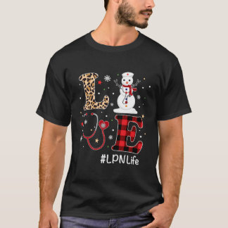 愛Lpnナースライフ雪だるまクリスマスナースクリスマスP Tシャツ