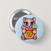 愛Maneki Nekoの幸運猫のかわいい芸術ボタン 缶バッジ (正面&裏面)