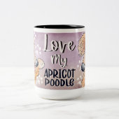 愛My Apricot Poodle Cartoon 15oz ツートーンマグカップ (中央)