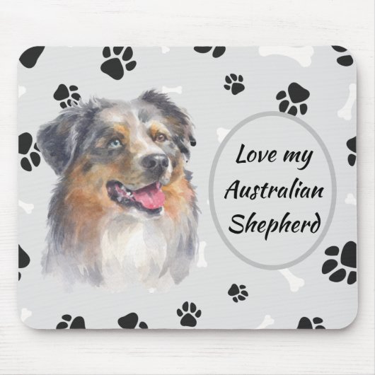 愛My Australian Shepherd Dog Pawprint Mouse Pa マウスパッド (正面)