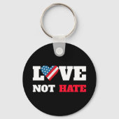 愛Not HateタイはっきりしたプUSA国旗ハートブラック キーホルダー (裏面)