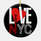 愛NYCはNYCのオーナメントの白黒に住んでいます セラミックオーナメント (裏面)