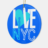 愛NYCはNYCのオーナメントの青緑に住んでいます セラミックオーナメント (左)