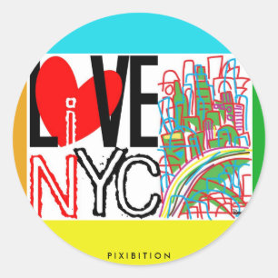 愛NYCはNYCのステッカーに及び住んでいます ラウンドシール