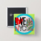 愛NYCはNYCの正方形ボタンに及び住んでいます 缶バッジ (正面&裏面)