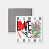 愛NYC & Live In NYCスクエアマグネット マグネット (正面/裏面)