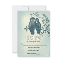 愛owls甘くて可愛い結婚式のRSVPカード