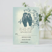 愛owls甘くて可愛い結婚式のRSVPカード 出欠カード (スタンド正面)