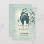 愛owls甘くて可愛い結婚式のRSVPカード 出欠カード (正面/裏面)
