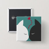 愛Pinボタンのシンプルでロマンチックな猫 缶バッジ (正面&裏面)