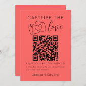 愛Qrコードパステル赤をキャプチャモダン結婚する (正面/裏面)