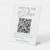 愛Qrコードブラックシックをキャプチャモダン結婚する 台座サイン (正面)