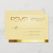 愛RSVP金ゴールドか砂で幸運なラスベガス 出欠カード (正面/裏面)