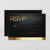 愛RSVP金ゴールドか黒で幸運なラスベガス 出欠カード (正面/裏面)