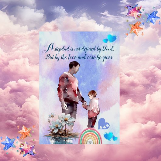 愛Stepdadブルースモークスカイクラウドレインボーカワイイ シーズンカード