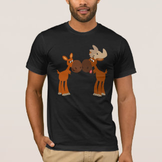 愛Tシャツのかわいい漫画のアメリカヘラジカのカップル Tシャツ