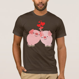 愛Tシャツのかわいい漫画のブタ Tシャツ