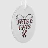 愛Tats及び猫の入れ墨のスタイルのハート オーナメント (正面)