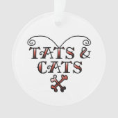 愛Tats及び猫の入れ墨のスタイルのハート オーナメント (正面)