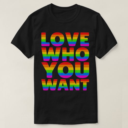 愛Who Who You Want LBGT LBGTQゲイプライド・レインボー・au Tシャツ (デザイン正面)