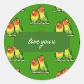 愛Xあなたのテキストを追加する愛の鳥バレンタイン ラウンドシール (正面)