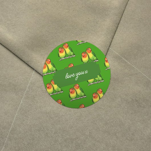 愛Xあなたのテキストを追加する愛の鳥バレンタイン ラウンドシール